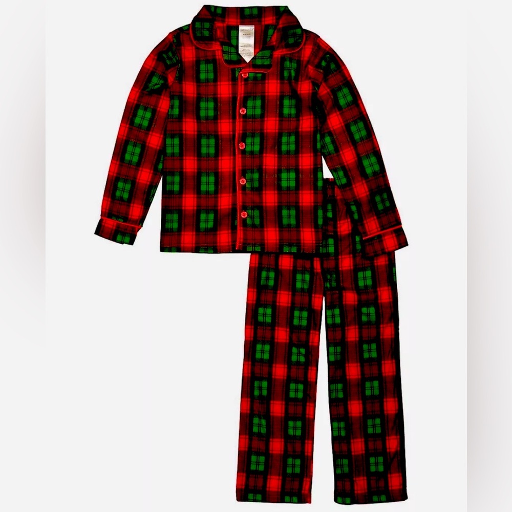 Candlesticks Little Boys Classic Red Plaid Christmas Pajamas Set Size 12M
